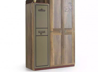 Pirat Holzschrank Luxus Kleiderschrank Schrank Kinder Holz Braun 3 Tür